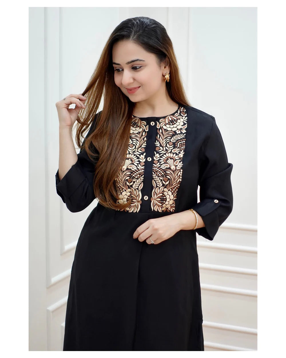 BLACK THREAD EMBROIDERED CO-ORD SET