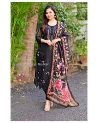 BLACK ORGANZA PAKISTANI EMBROIDERED SUIT