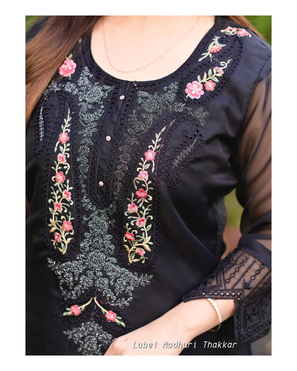 BLACK ORGANZA PAKISTANI EMBROIDERED SUIT