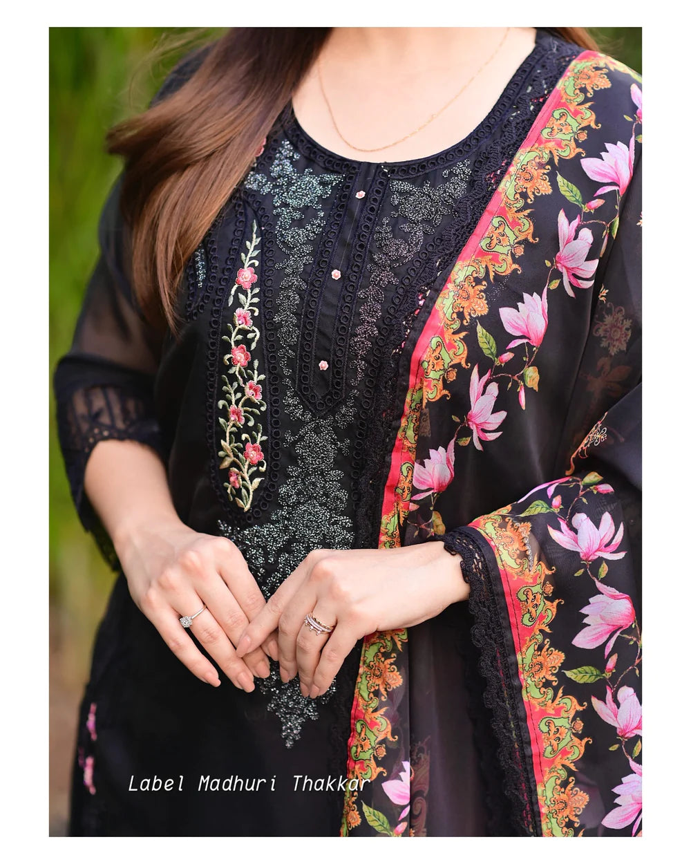 BLACK ORGANZA PAKISTANI EMBROIDERED SUIT