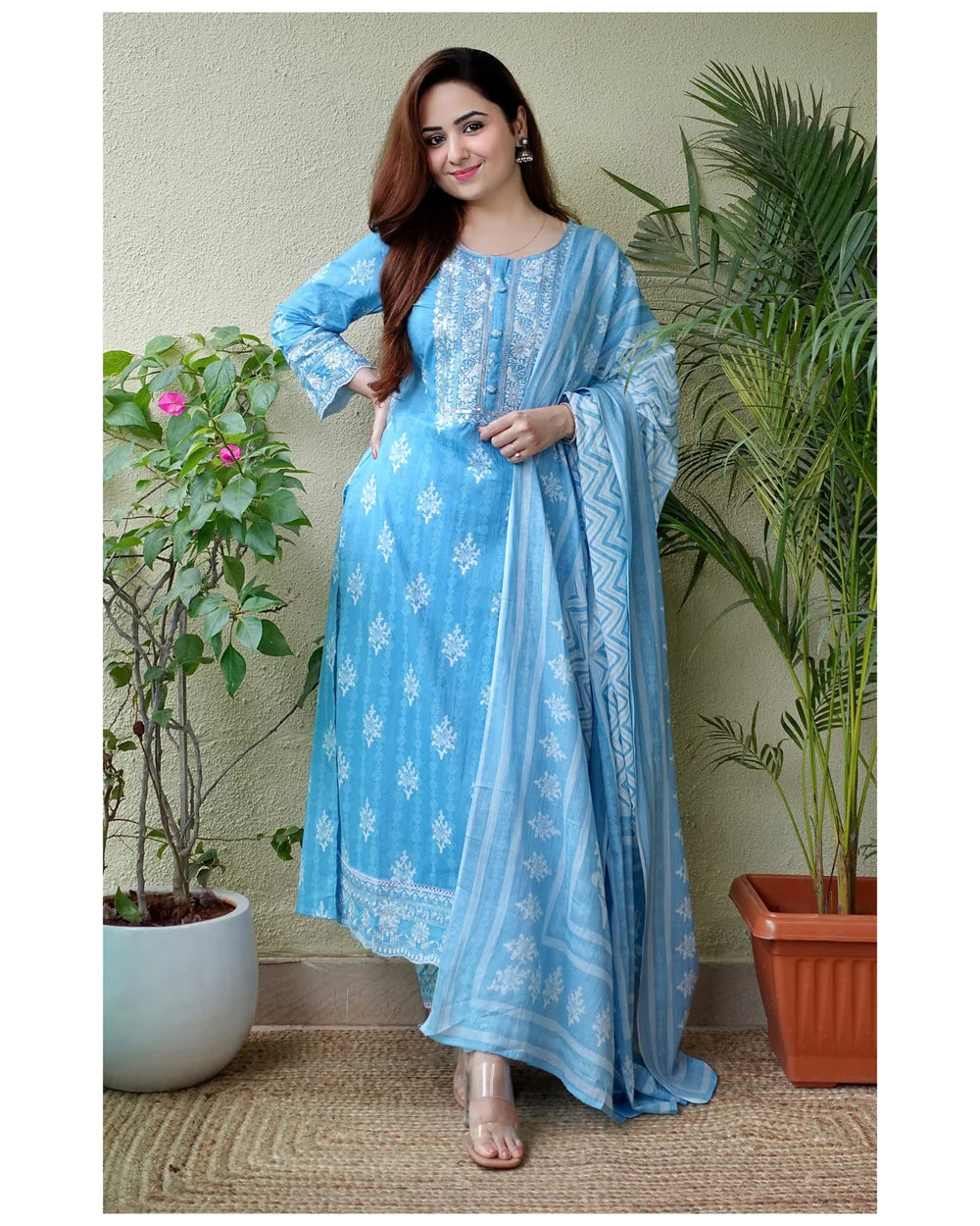 BLUE EMBROIDERED AFGHANI SUIT