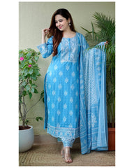 BLUE EMBROIDERED AFGHANI SUIT