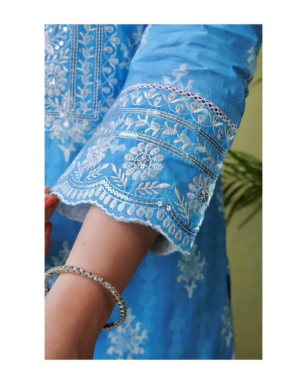 BLUE EMBROIDERED AFGHANI SUIT