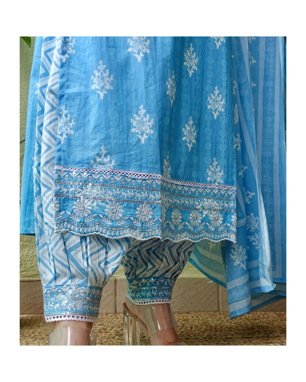 BLUE EMBROIDERED AFGHANI SUIT