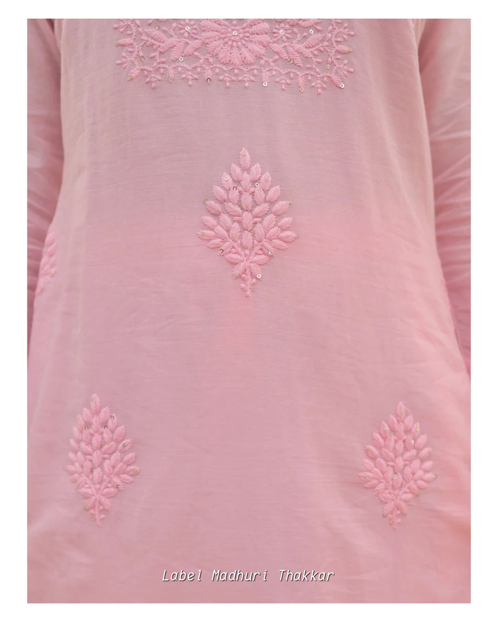 BABY PINK COTTON CHIKANKARI KURTA SET