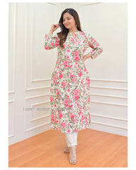 IVORY PINK FLORAL SEQUIN KURTA SET