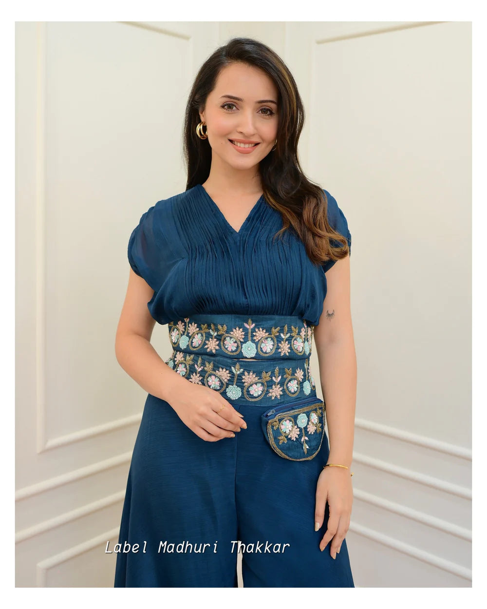 BLUE CHINNON HANDWORK FESTIVE CO-ORD