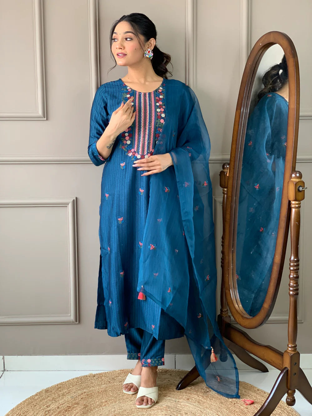 FESTIVE SPECIAL RAYON EMBROIDERED DRESS