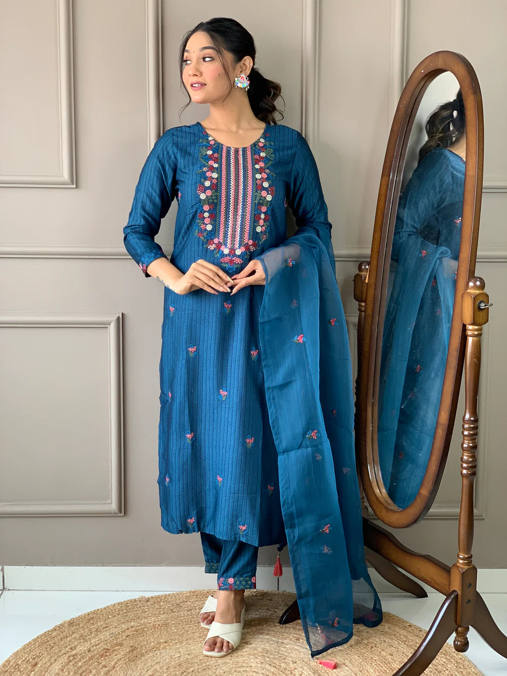 FESTIVE SPECIAL RAYON EMBROIDERED DRESS