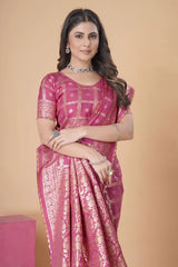 Light Pink Dola Silk Saree With Blouse