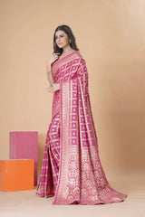 Light Pink Dola Silk Saree With Blouse