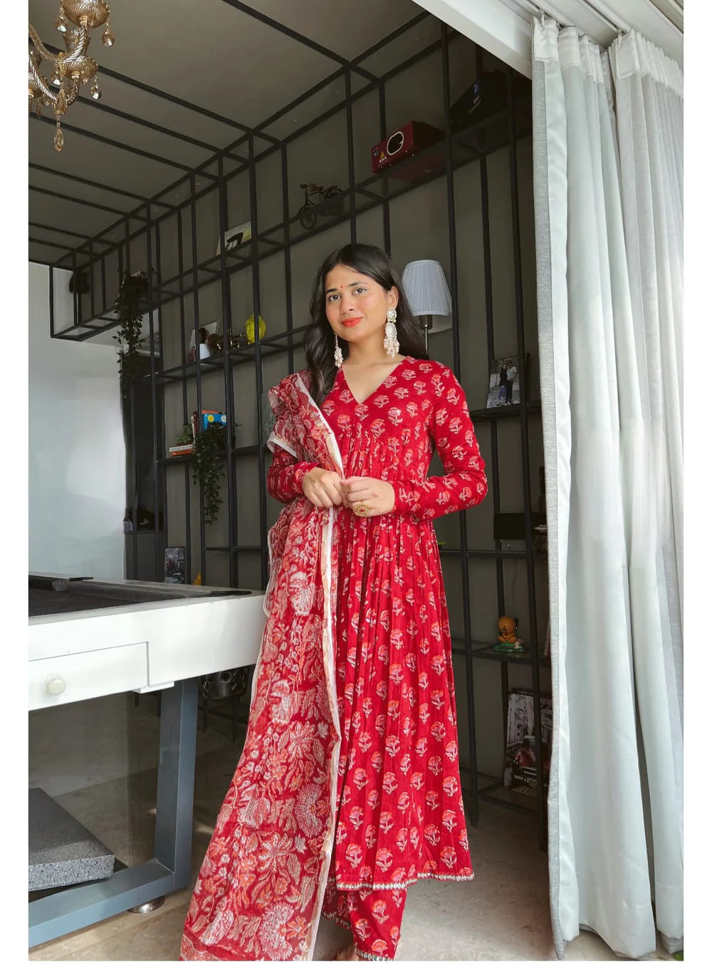 ALIA CUT FLORAL PRINT COTTON KURTA PANT WITH DUPATTA SET