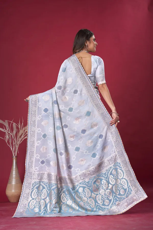 Lavender Dola Silk Saree With Blouse