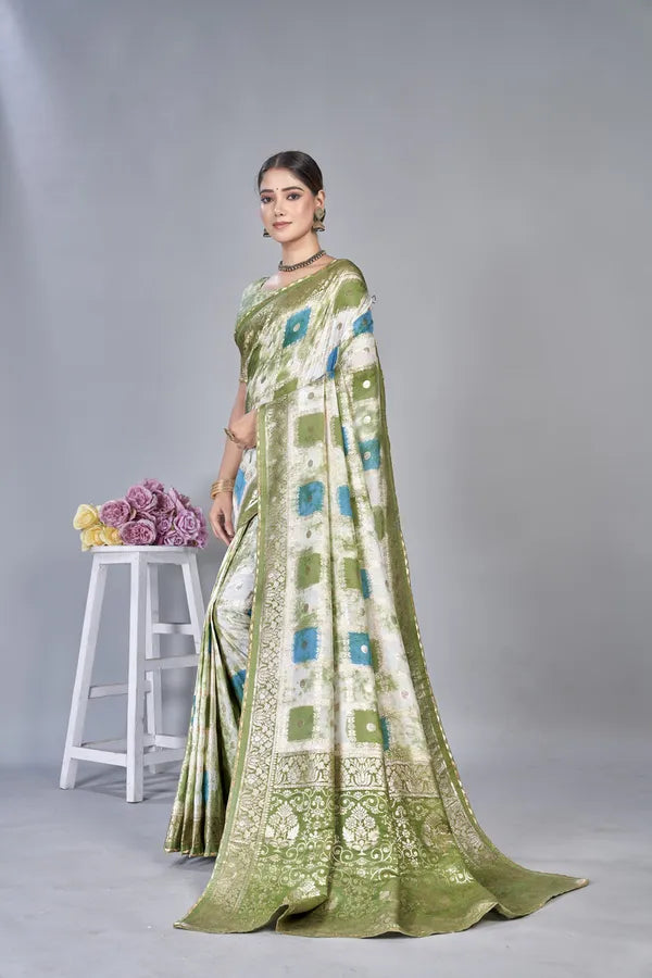 Designer Weaving Jaquard Dola Silk Sarees